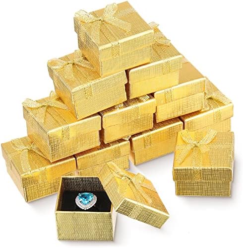 Kenning 36 PCs Caixas de anel de ouro de ouro a granel Caixas de presente de jóias quadradas para colares de brinco