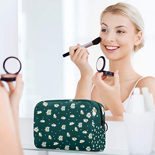 Bolsa de viagem cosmética de padrões verdes Bolsa de maquiagem reutilizável bolsa de higiene pessoal para meninas adolescentes 18.5x7.5x13cm/7.3x3x5.1in