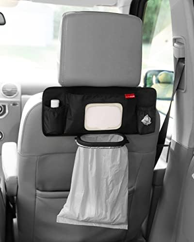 Skip Hop Baby Car Viagem Essentials com estação higienizada, protetor de assento de carro e espelho interativo, forro de prata