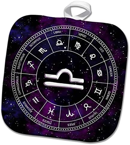3drose libra zodiac signo presente de astrologia elegante. Estrelas brancas, roxo. - Potholders