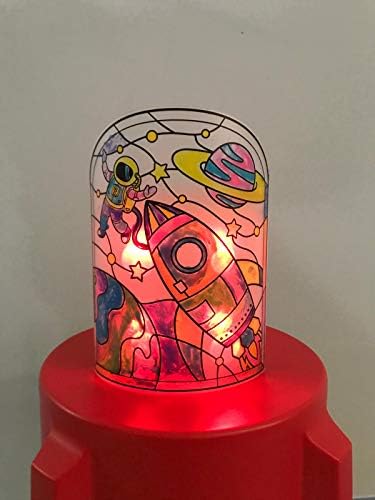 C.S. Kids Space Diy Câmara Lâmpada de mesa, luz noturna para crianças | Decore sua própria luz espacial, vitral, alteração de cor