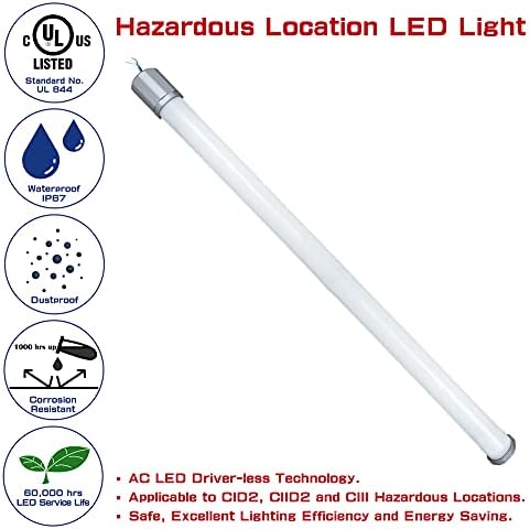 Localização de 40W e 60w Localização LED LED, luz do tubo LED de 4 pés com classe 1 div 2 e classe 2 div 2, IP à prova d'água 67, AC em tecnologia sem motorista, THTL1908J