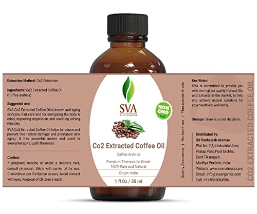 Óleo de café Organics SVA O óleo de CO2 extraído 30 ml puro e natural não diluído Premium terapêutico petróleo para aromaterapia,