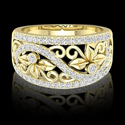 Casamento e noivado Anéis Ladies Hollow Ring Gift Flor Diamo