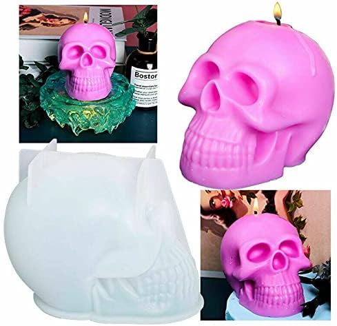 Yiisu 2lg6l2 Silicone 3D Halloween Skull Candle Fazendo molde de aromaterapia de aromaterapia molde de resina de cera
