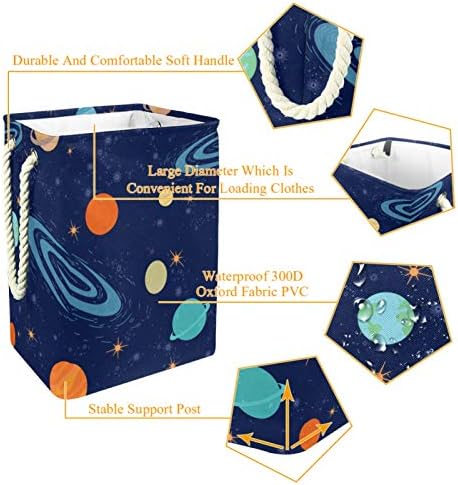 Sistema solar de lavanderia Mapolo Sistema de Sistema Solar Estrelas Estrelas Cestos de Armazenamento de Lavanderia Dobrável Com alças Suportes destacáveis ​​bem segurando à prova d'água para roupas da organização de brinquedos no quarto da lavanderia