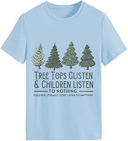 Camisetas de árvore de Natal femininas, camisetas gráficas de manga curta de natal