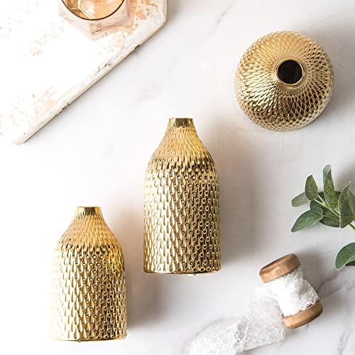 Conjunto de vasos de cerâmica BASDHE - 3 pequenos vasos, decoração de casa luxuosa, ótima para peças centrais; Decor ideal de prateleira,