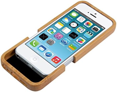 Caixa de bambu Kwmobile compatível com Apple iPhone SE / iPhone 5 / iPhone 5s - Capa de smartphone de proteção de