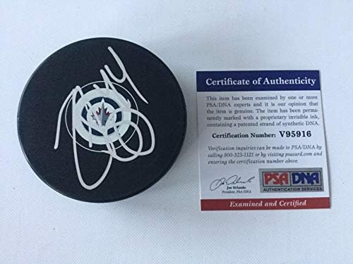 Zach Bogosian assinou autografado Winnipeg Jets Hockey Puck PSA DNA CoA B - Pucks de NHL autografados