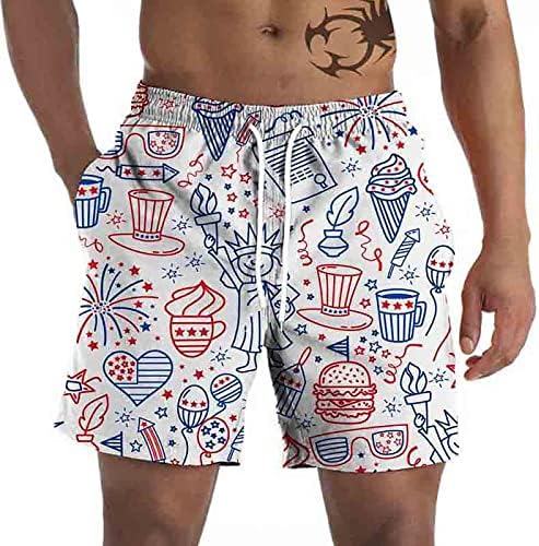 Shorts de praia de verão bmisEgm para homens calças de praia masculinas de praia casual 3d Quarto de julho Bandeira Mens Board de