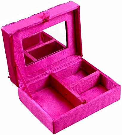 RoyalTyRoute Pink Jewelry Box Melhor caixa de jóias de viagem pequena caixa de jóias de espelho para colares presentes para