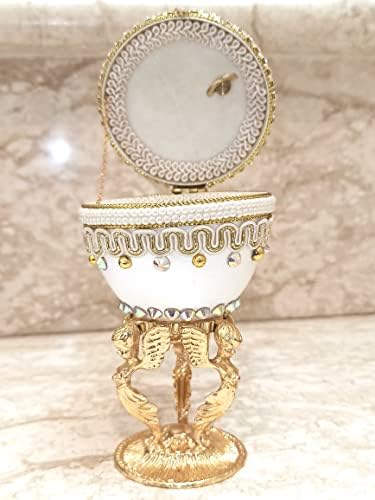 Caixa de casamento cristão requintado Caixa de portador da cerimônia de casamento Faberge ovo 24k Caixa de jóias de anjo