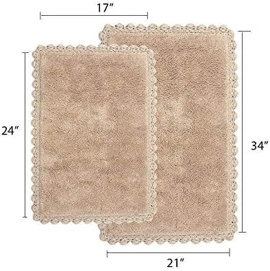 CHESAPEAKE Merchandising Crochet Bath Bath Rug Conjunto, 21 x 34 e 17 x 24, linho