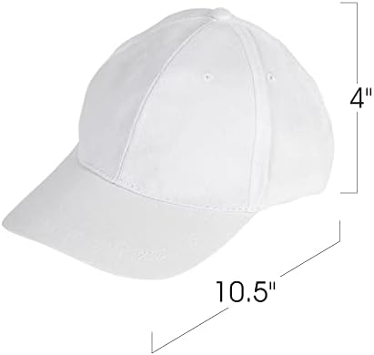 Artcreatividade Caps de beisebol artesanal branco, conjunto de 4, bonés de beisebol de algodão para artesanato, bonés de beisebol