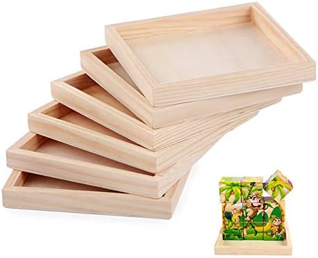 6 Pacote de bandeja de porção de madeira pequena inacabada para artesanato Projetos de madeira Diy bandejas de madeira em