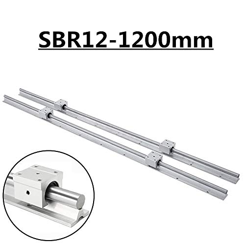 2PCs SBR12-1200mm/47,2 polegadas Rail de guia + 4pcs SBR12UU Tipo de rolamento do tipo
