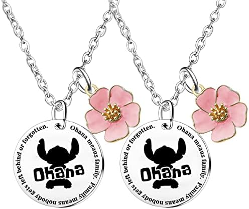 2pcs ohana significa colar de família casal lilo stitch presentes para menino menina melhor amizade presentes de