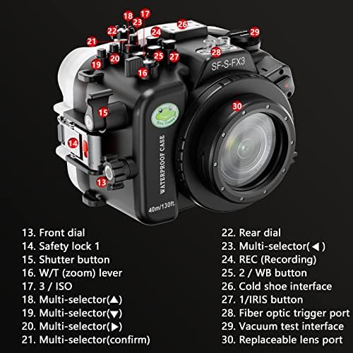 Câmera de câmera à prova d'água dos sapos marítimos Compatível com Sony FX-3 16-50mm IPX8 40M/130 pés de profundidade de mergulho