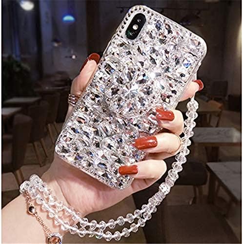 Caso de diamante para iPhone 12 Pro Max, 3D Handmade Diamond Kickstand Rhinestone Bling Diamond Glitter Case para
