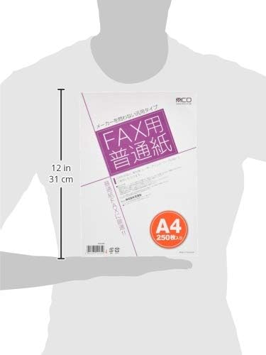 Miyoshi MCO ZFPA4-3000 papel simples para fax, tamanho A4, 250 folhas, grande capacidade, pacote de 12