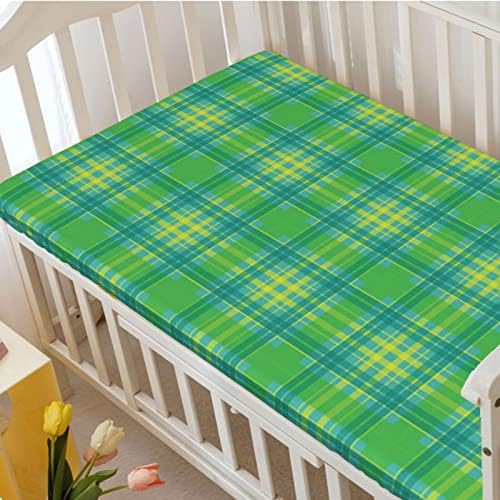 Tartan temático ajustado mini folhas de berço, lençóis mini berços portáteis lençóis Ultra Soft Material para meninas meninas,