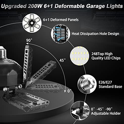 Luz de garagem LED de 4 pacote, luz de 200w LED LUZ, LUZES DE GARAGEM E26/E27 LUZES DE GARAGEM SUPER LIVRAS LED LED LUZ