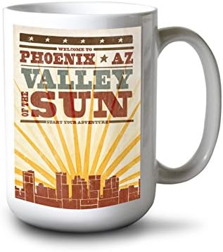 Lantern Press Phoenix, Arizona, Skyline e Sunburst Screenprint Style