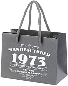 Roupas arrumadas Bang Sacos de presente 50º aniversário - Papel cinza com alça de corda - Saco de presente pequeno e ecológico - fabricado 1973