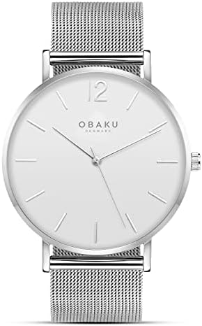 Obaku vigia os homens, caixa de aço inoxidável 40mm com relógios de malha de alça, relógios analógicos dinamarqueses para