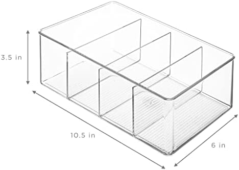 Bins de armazenamento de sorbus com divisórias - organizador de plástico transparente - armazenam saquinhos de chá, especiarias,