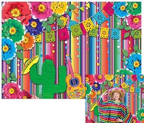 Allenjoy 95 x 95 color fiesta tem tema partido listras cenário cinco de mayo mexicano festival fotografia de fundo cacto bandeira decoração