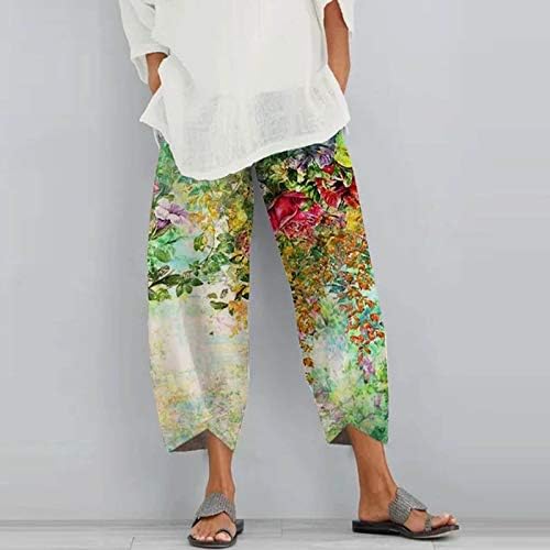 Rvide Women Women calças da moda moderna feminina Capri Capri Linen Louse Fit Fit Wide Cropped Loupers