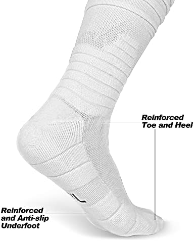 Finerview Scrunch Football Socks 2 pares, meias esportivas muito longas acolchoadas para homens e mulheres