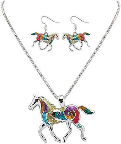 Charmos Yinli Charms de pingente de cavalo de arco -íris com brincos Jewelry Conjuntos de jóias