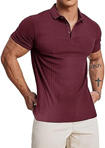 Camisas musculares masculinas de Muscle CMDR Muscle Shirt/Short Camiseta Polo Slim Fit Cotton T-Shirt