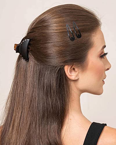 Lltgmv 20 pacote preto 2 polegadas Barrettes feminino METAL SNAP CLIPES DE CABELO