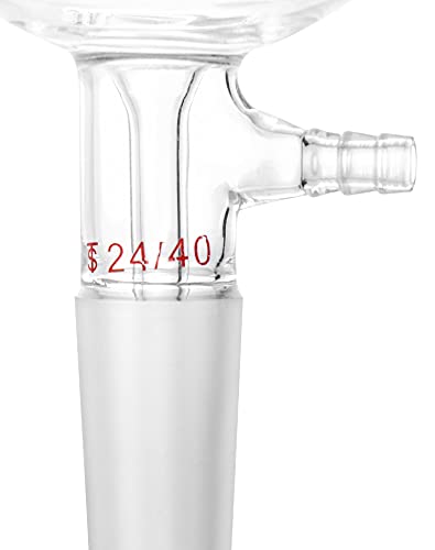 QWORK 500ml Filtragem Buchner Funil Medium Frit Glassware com tubulação serrilhada de articulação 24/40 e vácuo padrão, 94 mm