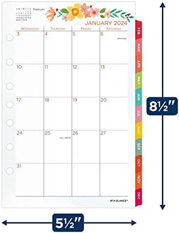 AT-A-GLANCE 2024 Planejador mensal RECILL, 52132 DIA, 5-1/2 X 8-1/2, tamanho 4, tamanho da mesa, Kathy Davis