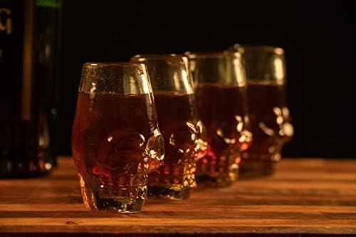 Houm Arcado Arcado Cleveiro Crânio Glasses - Conjunto de 4 copos artesanais exclusivos para festas e reuniões