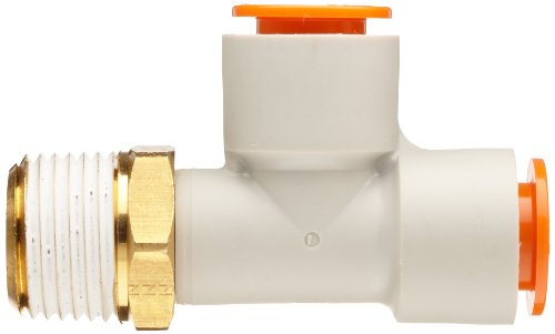 SMC KQ2Y13-35AS PBT & BRASS Push-to-Connect Tubo Ajuste com selante, camiseta de corrida, tubo de 1/2 od x 1/4 NPT macho