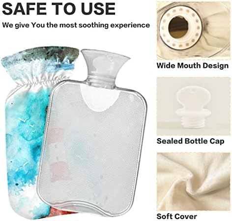 Garrafas de água quente com capa Saco de água quente de aquarela para alívio da dor, cólicas menstruais, bolsa de água de