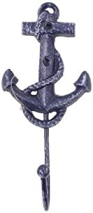 Gancho de âncora de ferro fundido azul escuro rústico 7 - decoração de âncora - decoração náutica