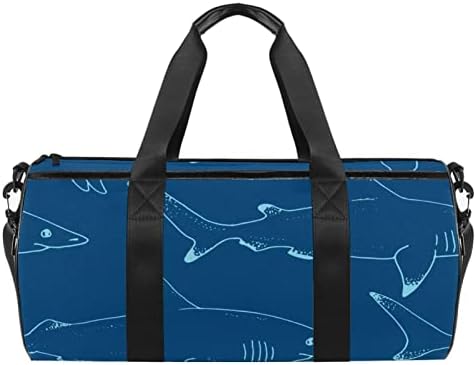 Mamacool Multi Color Shark Duffel ombro de transporte de bolsa de lona de lona para ginástica Sports Dance Travel Weekender