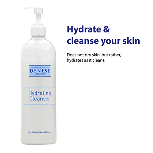 Dr. Denese Skinscience Hidrating Cleanser com poderosos antioxidantes vitamina E, extrato de aloe vera - Remova maquiagem, sujeira e óleo sem secar a pele - sem crueldade - 24oz