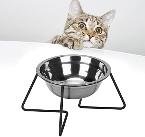 Zerodis Aço inoxidável Tigela de comida de gato elevada, pratos de estimação de alimentos para animais de estimação de água