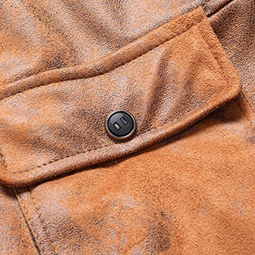 Homens vintage puton button abown jacket faux couro slim fit lã jaquetas capuzes sherpa forrado o casaco de casaco quente forrado