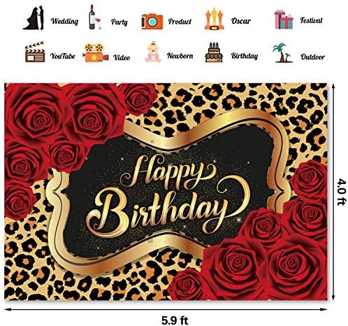 Tema de impressão de leopardo para a festa de aniversário da mulher de menina de aniversário de fotografia, tabela de fotografia