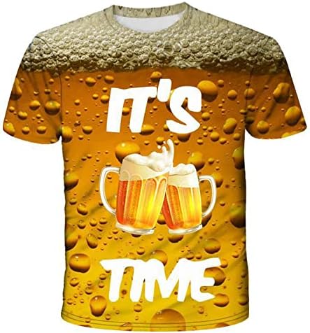 É hora de beber camisa feminina Oktoberfest Tee 3D Cheers Cheers Camisetas de festa de cerveja Tops de manga curta casuais