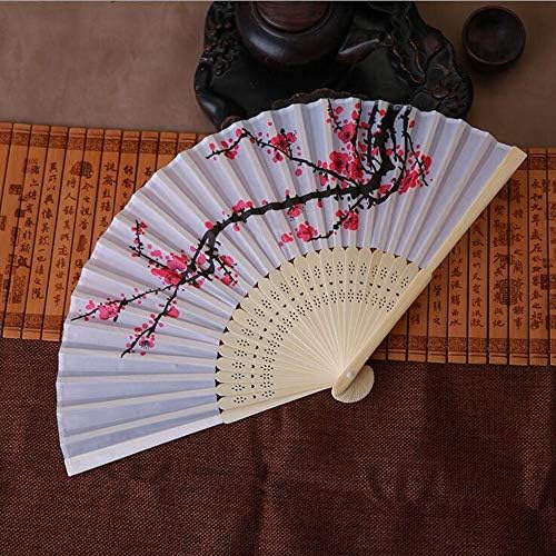 ICODOD Vintage Bambu Vintage Dobring manuseio Fã Fan Flor Chinês Pintura de Plum Pocket Gifts Dançando Props Igreja Presente